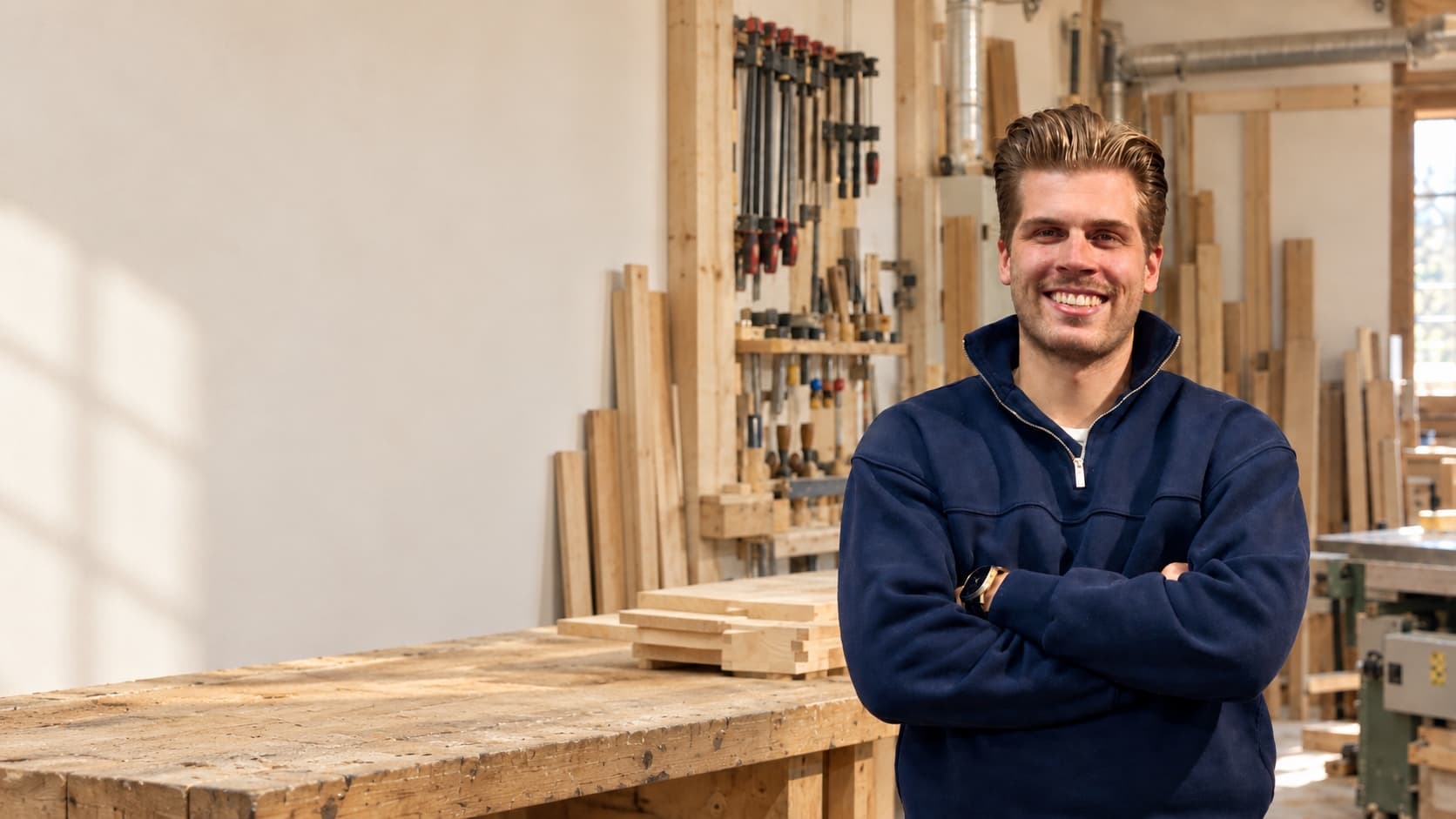 Max Hinsch in der Werkstatt